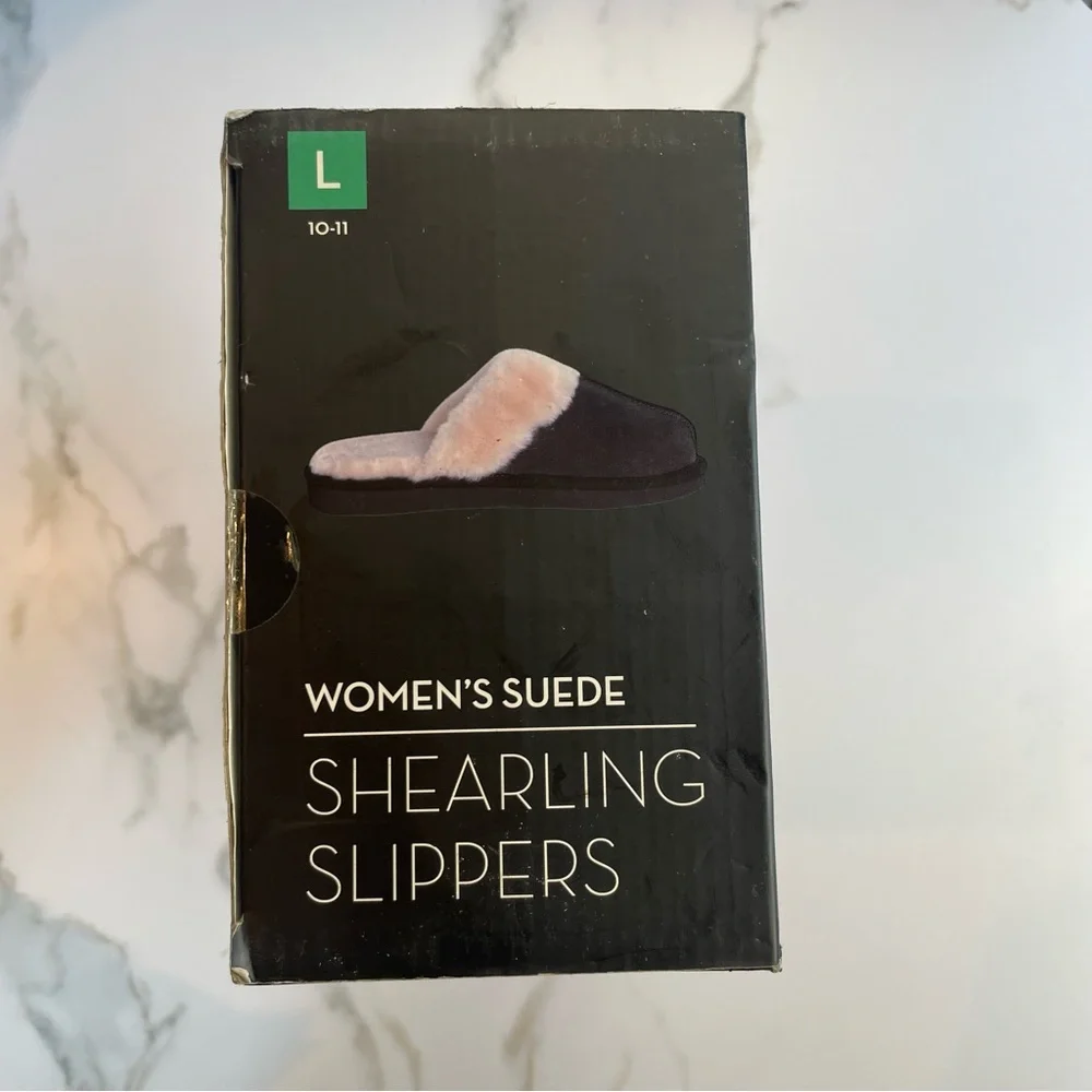 Catherine Malandrino Shearling Lined Genuine Suede Slippers  Sz 9-11 Large NWB - Picture 4 of 12